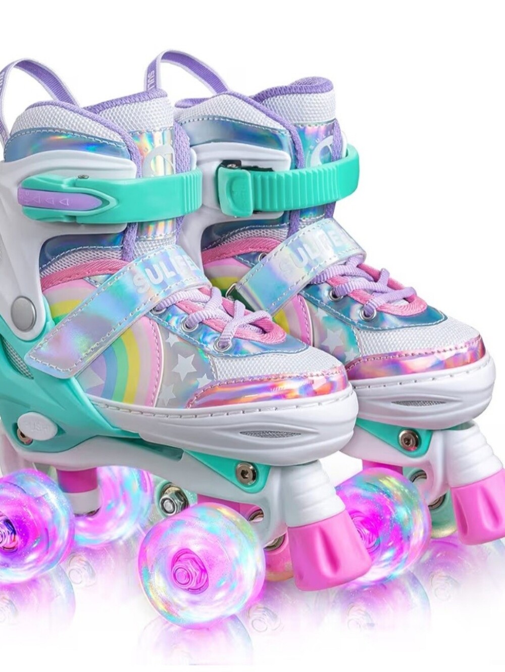 Sulifeel Rainbow Unicorn Light Up Roller Skates NWB ADJUSTIBLE SIZING